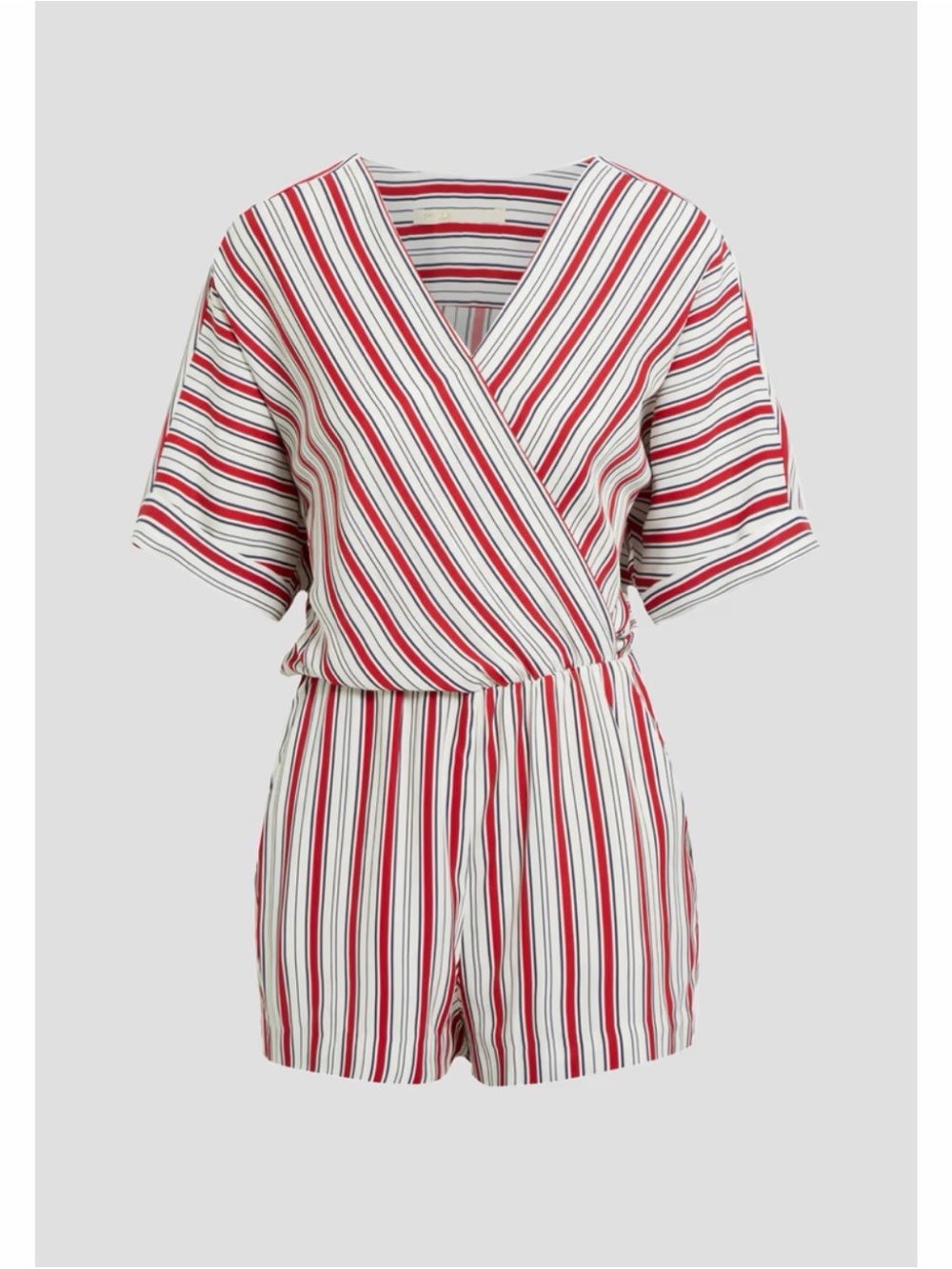 Maje Striped Red & White Wrap Romper - Women
